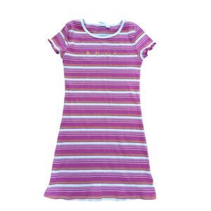 Roxy Girls Pink Striped Dress Size Medium 10/12